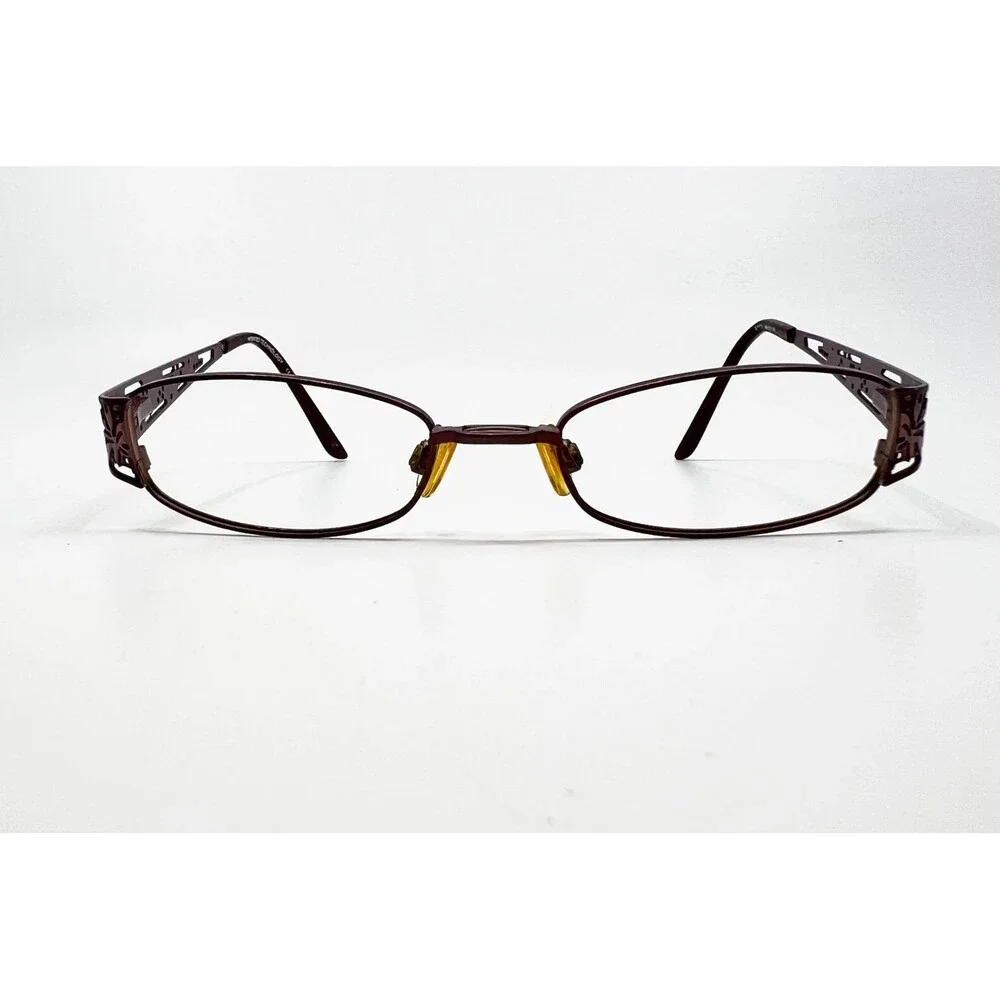 Unbranded Eyeglasses Womens Brown Floral Filigree Temple S7173 48-17-130